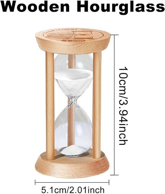 30 Minute Sand Timer Hourglass, 30 Min Wooden Sand Clock, Three Minute Wood Hour Glass, Mini Reloj De Arena, Small Sandglass for Toothbrush Timer, Cooking, Decorative, Work, Game, Gift, White