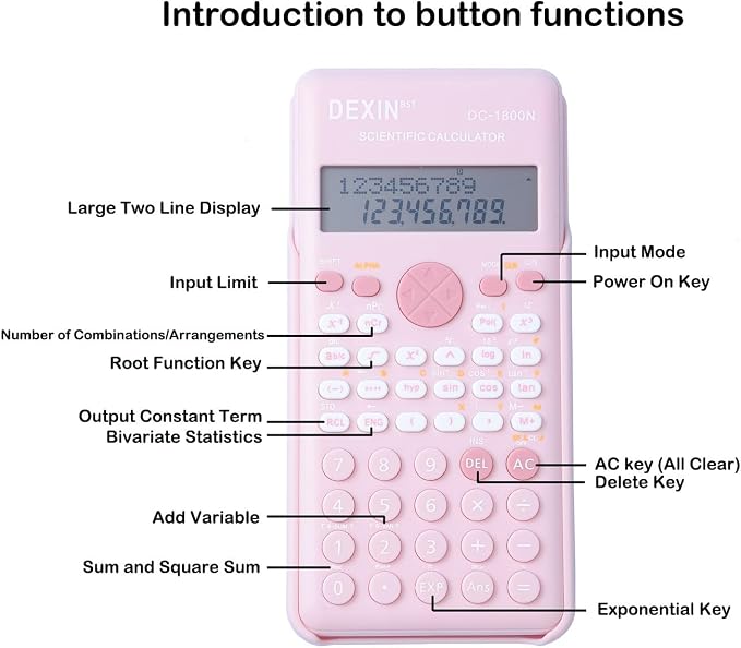 Scientific Calculators for Students, 240 Functions 2-Line Standard Scientific Calculator, Cute School Office Supplies,Math Calculator for School (White)