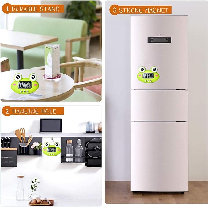 Kitchen Timer, Cute Cartoon Animal Countdown Timer, Digital Cooking with Magnetic, LCD Large-Screen Visual Clock, Hangable Alarm Clock with Stand,for Cooking Bake Sport Game (Timer-QW)