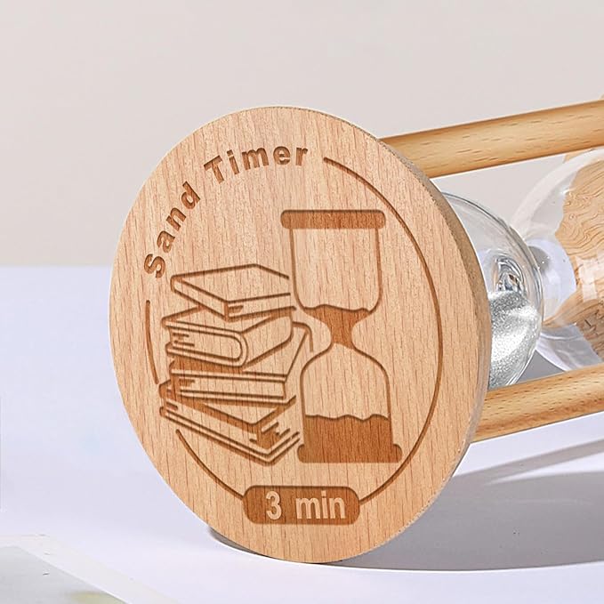 30 Minute Sand Timer Hourglass, 30 Min Wooden Sand Clock, Three Minute Wood Hour Glass, Mini Reloj De Arena, Small Sandglass for Toothbrush Timer, Cooking, Decorative, Work, Game, Gift, White