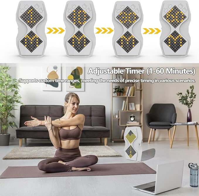 LED Visual Hourglass Timer, 1-60 Minute Countdown with Magnetic Mount, Buzzer Alert & Dimmable Night Light, Sand Timer for Kids Learning, Classroom, Cooking, Chess, Fitness & Baking(White)
