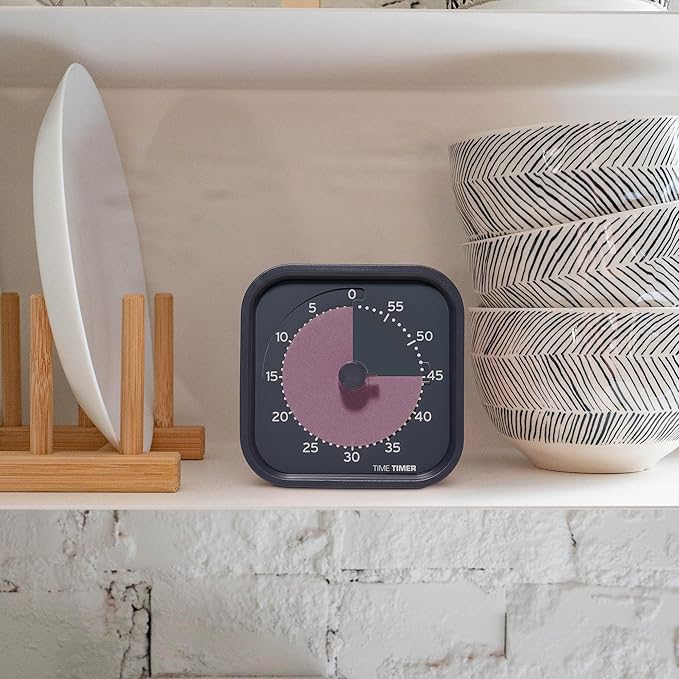 Time Timer MOD Home - Metallic Series - Individual Sized 60 Minute Visual Countdown Timer for ADHD, Adults, Students, and Pomodoro with Silent Operation (Metallic Storm)