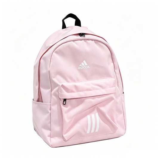 Light Pink Classic Backpack White Logo Lightweight Student Travel Laptop Daypack