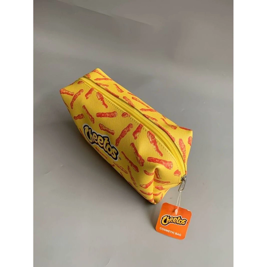 Fun Snack‑Themed Cheetos Print Pencil Case, Novelty Food‑Pattern Large‑Capacity Zipper Pen / Cosmetic Pouch