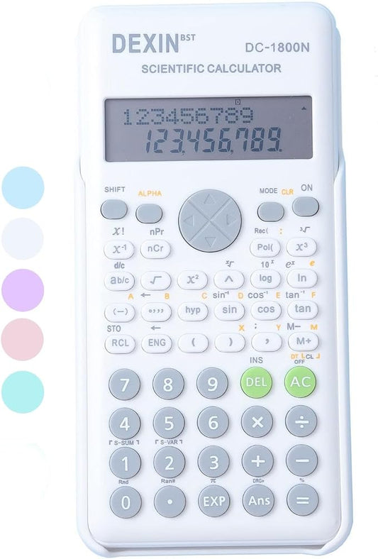 Scientific Calculators for Students, 240 Functions 2-Line Standard Scientific Calculator, Cute School Office Supplies，Math Calculator for School (White)
