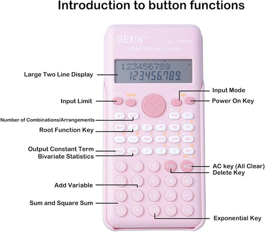 Scientific Calculators for Students, 240 Functions 2-Line Standard Scientific Calculator, Cute School Office Supplies，Math Calculator for School (White)