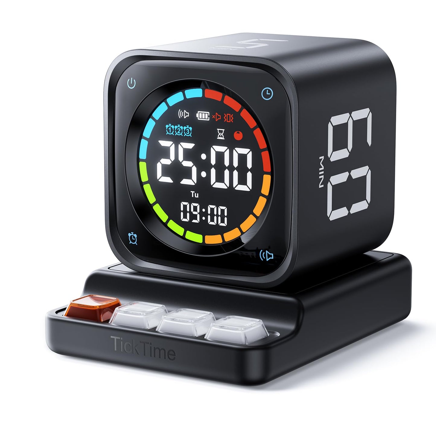 Pomodoro Timer Cube – Smart Focus Timer with Presets, Custom Countdown & Silent Vibration Alerts for Productivity